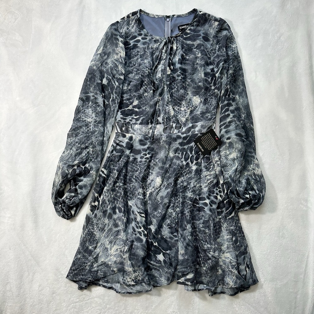 bebe Womens Size 0 Printed Casual Dress in Gray